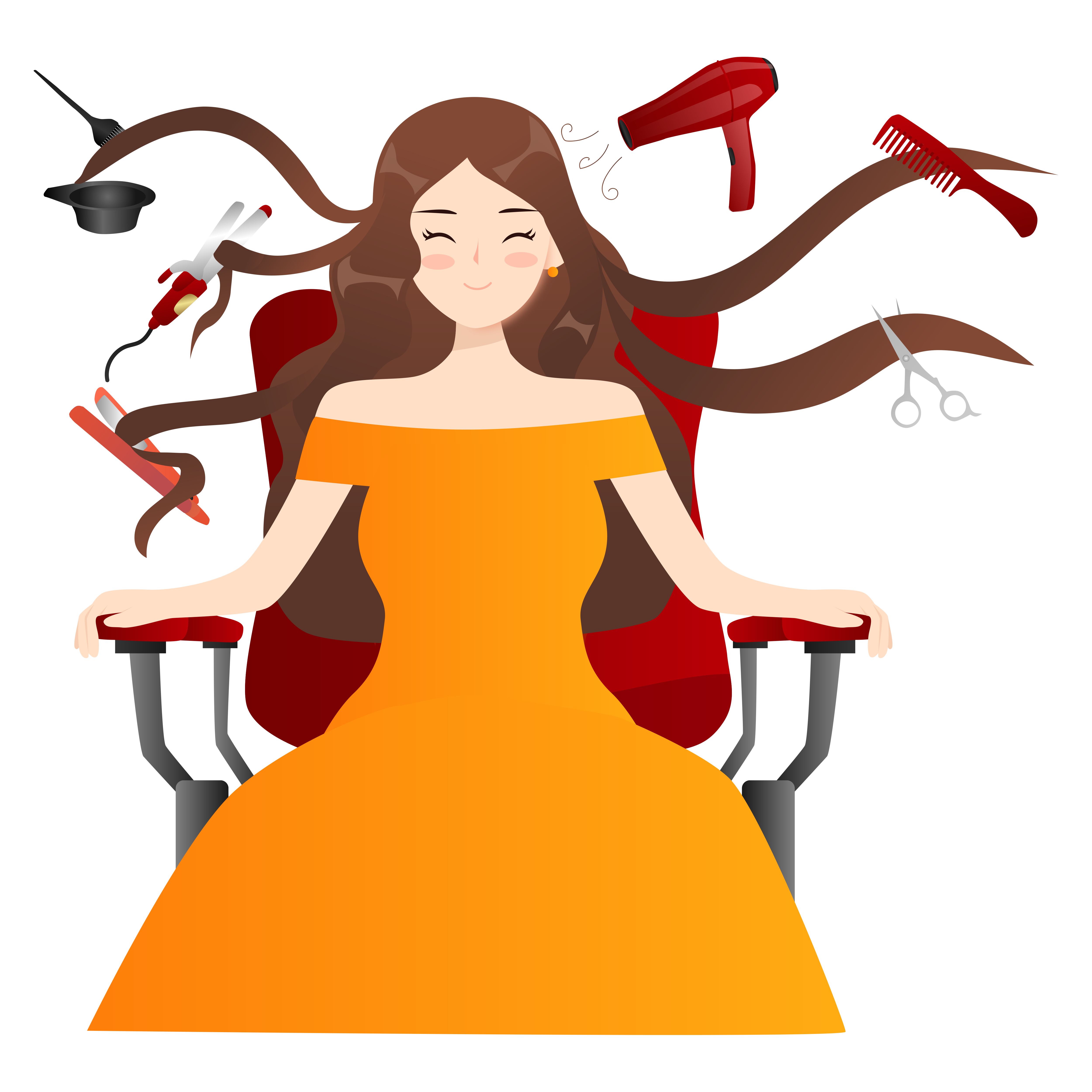 Pngtreelong hair girl hairdressing vector 5393880